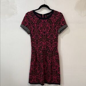 ASOS Pink Metallic Print Short Sleeve Knit Dress (6)